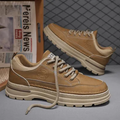 Shock-Absorbing Rubber Sole Men’s Leather Shoes